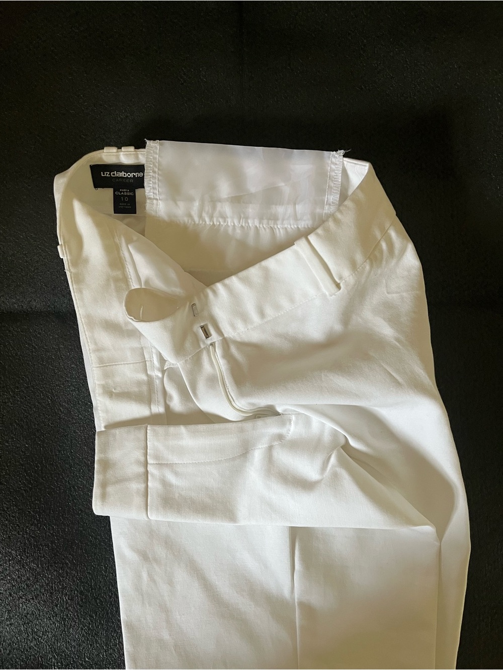 Liz Claiborne women’s  White Dress Pants - Tailored Flat Front - Picture 2 of 7